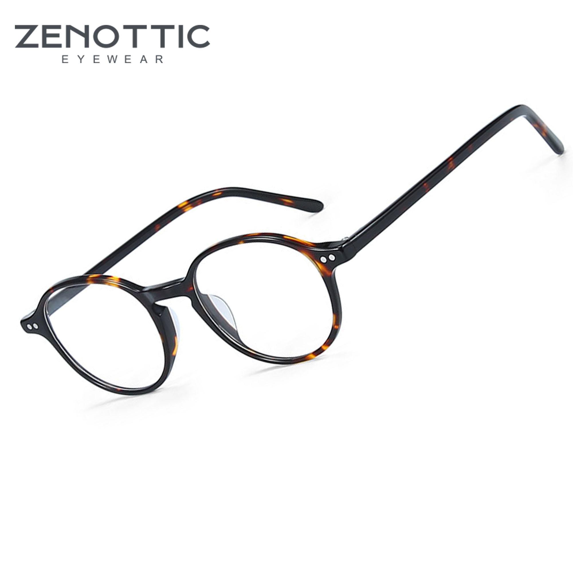 ZENOTTIC Синие Ацетатные Оправы для Очков Ретро Круглые Оптические Очки Компьютерные Игровые Очки Очки