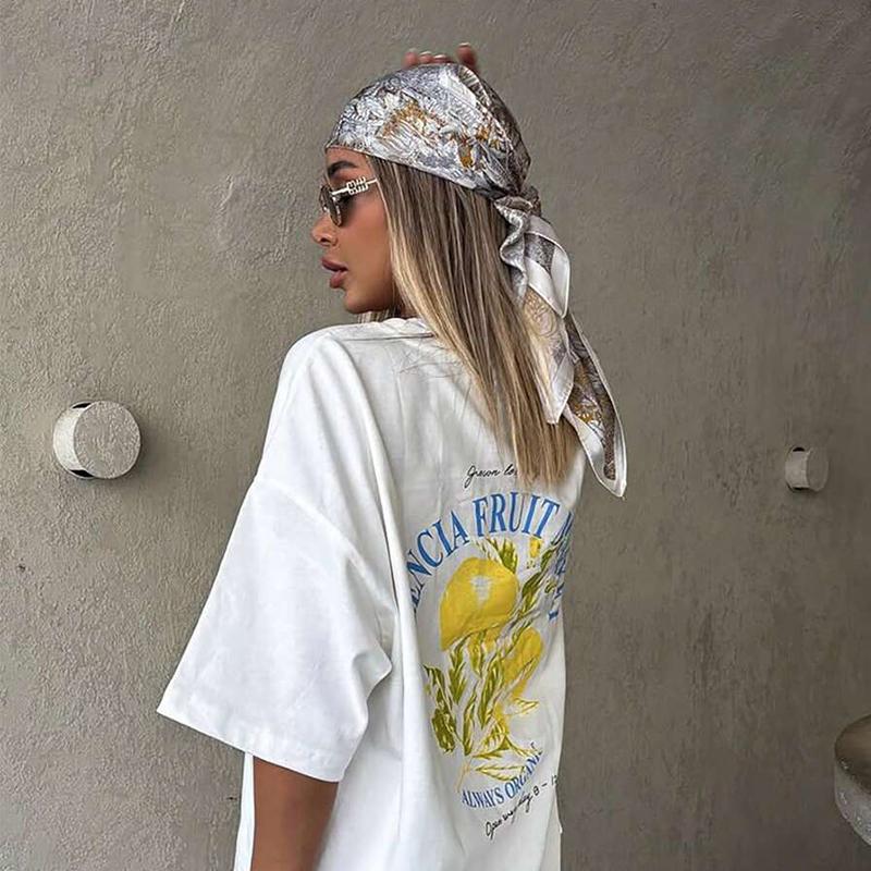 70*70cm Lemon Print Women's Silk Scarf Luxury Headscarf Neck Ties Fashion Decorate Handerchief Female Summer Hijab Bag Ribbions