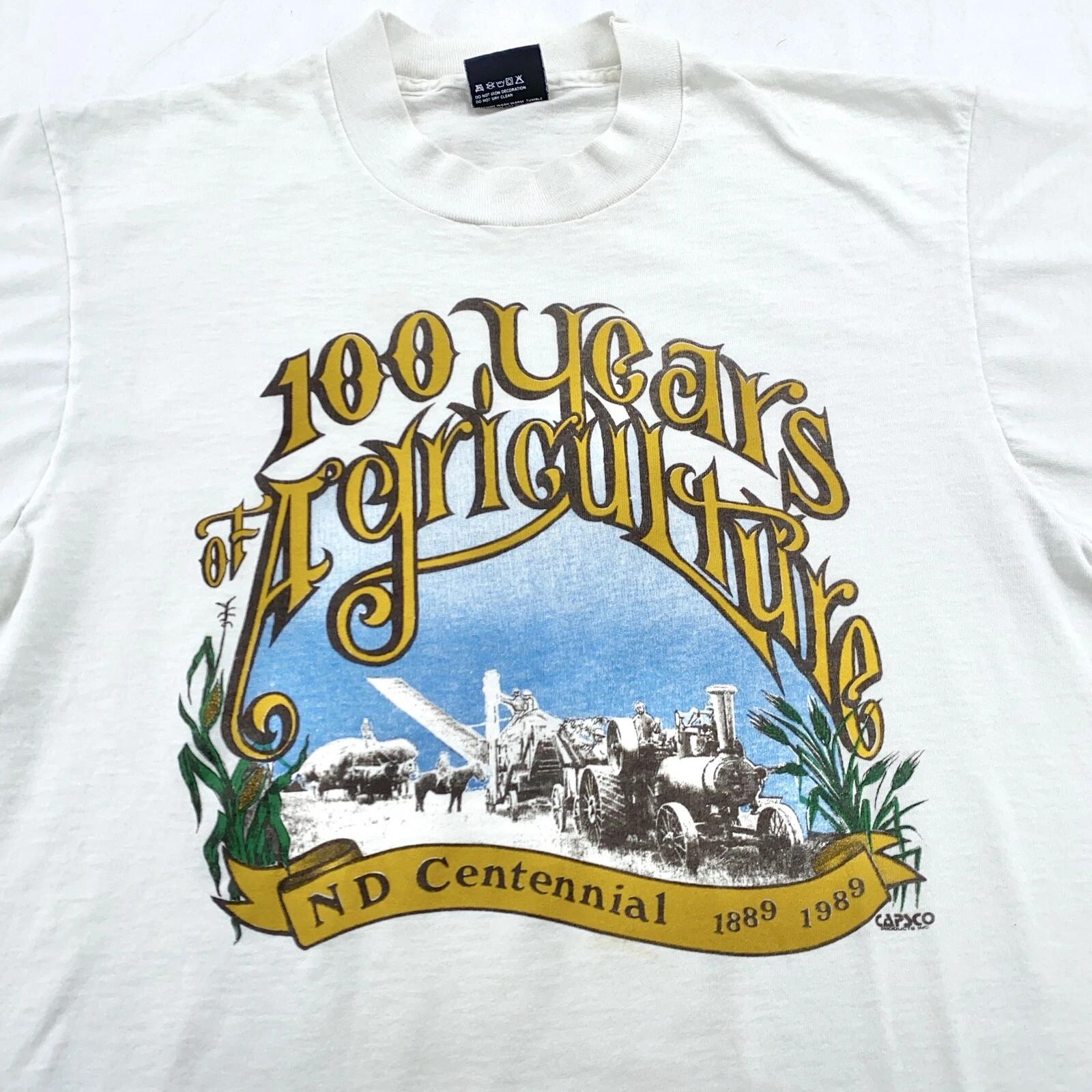 

vintage 1986 NORTH DAKOTA 100 YEARS OF AGRICULTURE T-Shirt XS farm farmer thin M