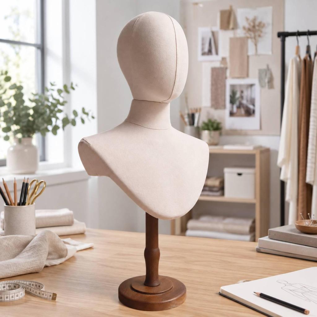 Head and Bust Mannequin Pin-Friendly Accessory Display Freestanding