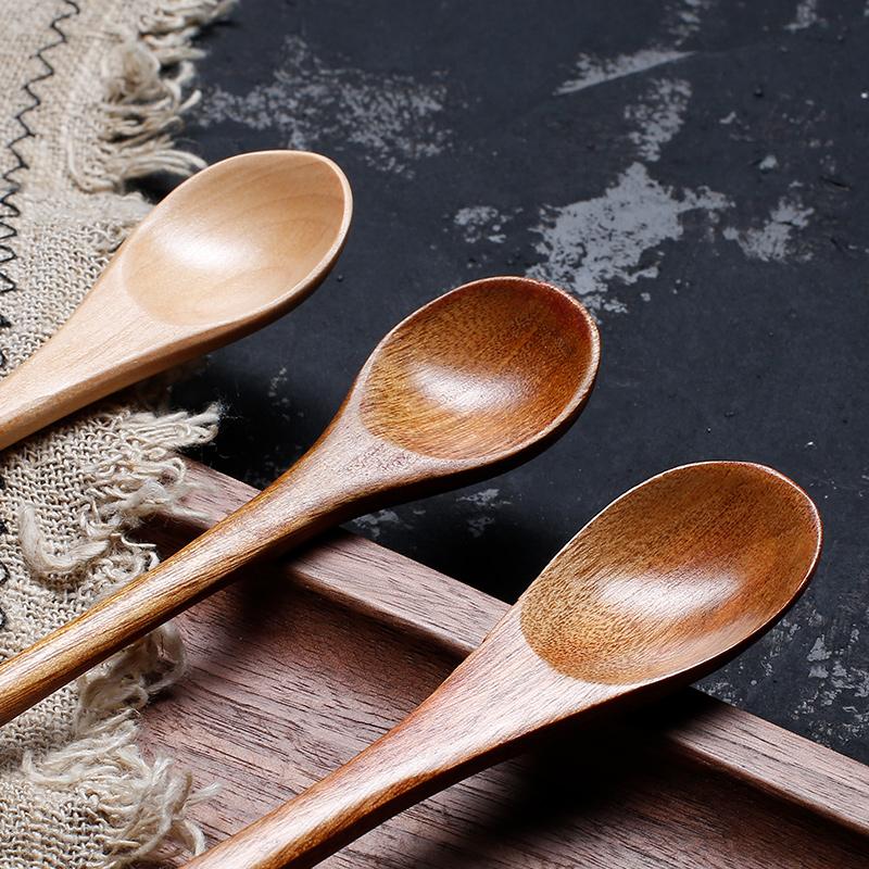 Solid Wood Coffee Spoon Long Handle Stirring Spoon Japanese Household Creative Elongated Dessert Honey Spoon