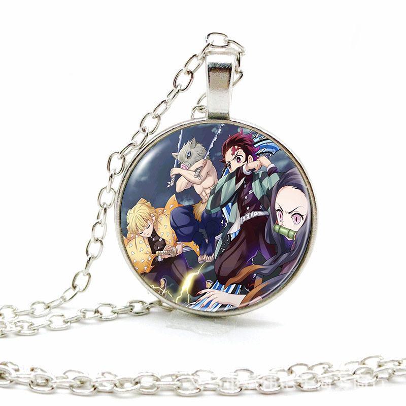 Anime Accessories Time Gem Necklace Alloy Glass Pendant Sweater Chain  European American Jewelry Fashion For Kids