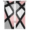 Pink Black Ash Geometric Square Voile Sheer Curtains Living Room Window Chiffon Tulle Curtain Kitchen Bedroom Drapes Home Decor