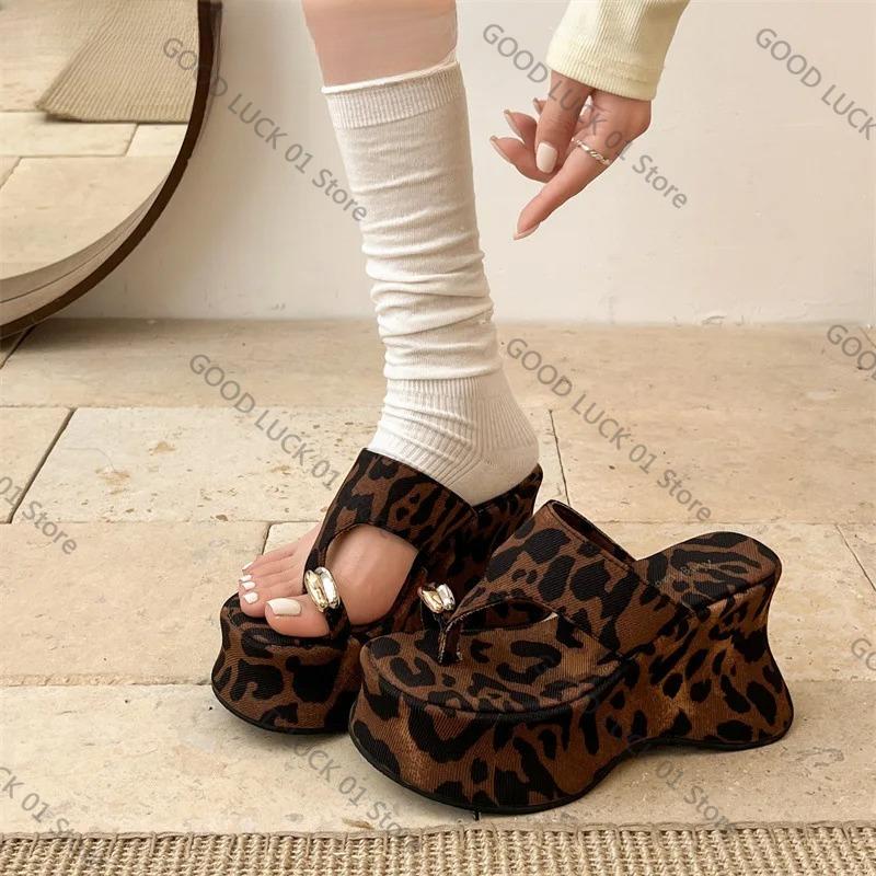 Fashion 2025 Summer Platform Wedges Woman Clip Toe Slippers Fashion Thick Bottom High Heels Party Slides Shoes