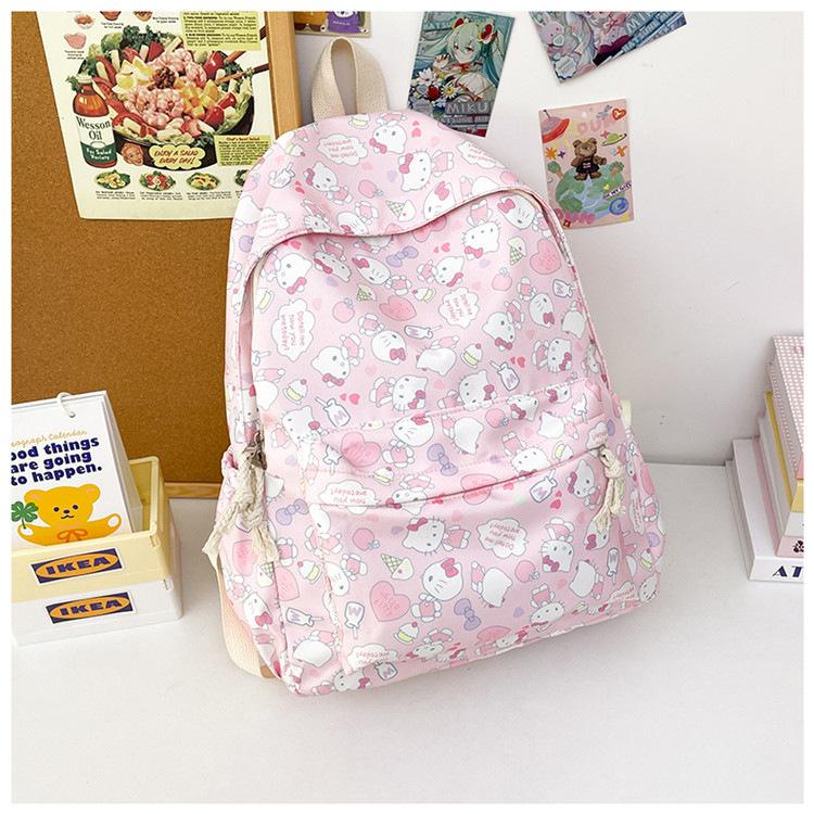 Schoolbag Backpack Men's 1 Trend Graffiti ins Large Capacity Fashion Printing Student Women's Backpack Waterproof and Wear-resistant White Ditch