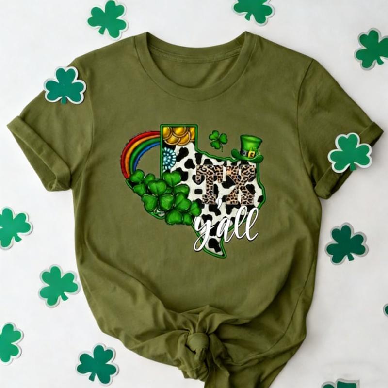 

Shamrock Shirt Patricks Day Texas St Yall Unisex Printed Tshirt Tops Fashion Trending Streetwear Leisure Allmatch Tshirts S