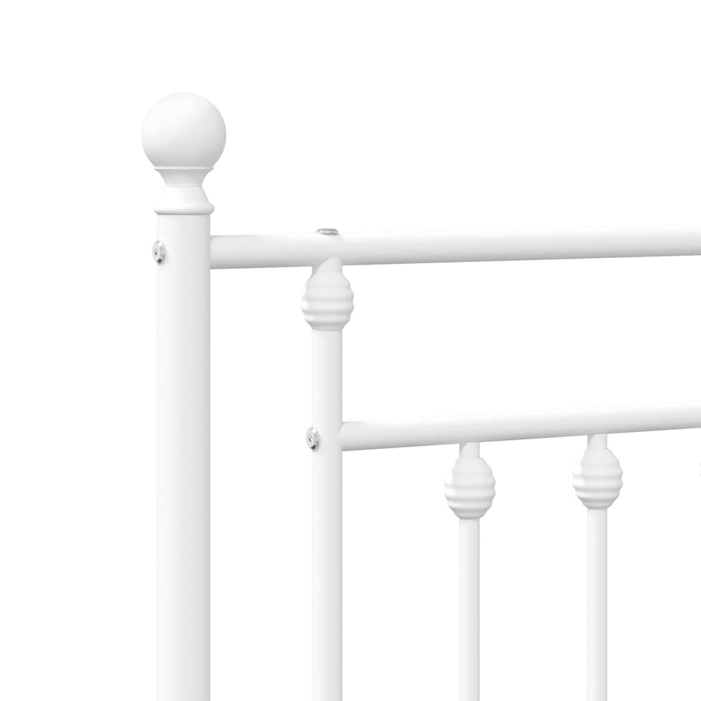Metal Bed Frame with Headboard White 183 x 213 cm