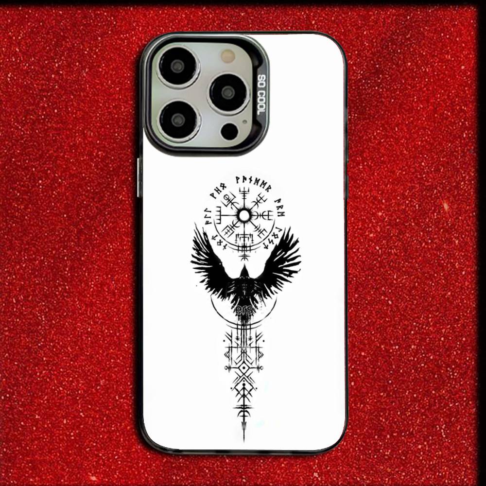 V-Viking V-Vegvisir Navigation Compass Phone Case For iPhone 16,15,14,13,12,11,Mini,Pro,E,SE4,MAX Candy Matte Black Cover