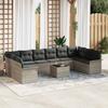 Garden Sofa Set with Cushions and Storage 11 Pcs Grey Poly Rattan