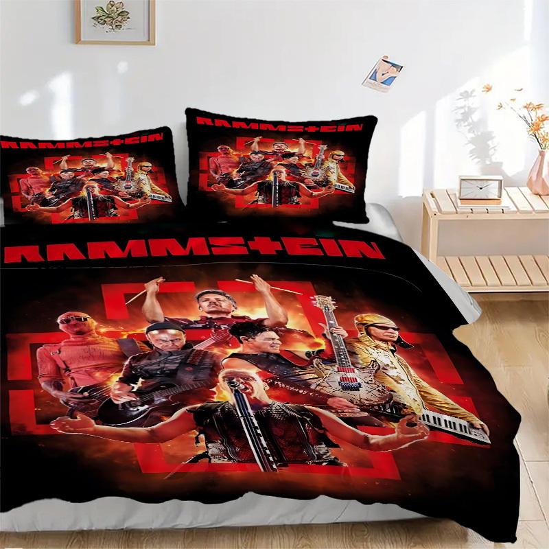 

3pcs Rammstein Merchandise Comforter Set - Four Seasons Home High,Machine Washable Bedspread with Pillowcases (No Filling) yy250909005 135x200cm