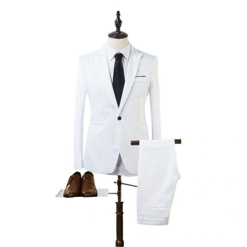 Traje de Dos Piezas de Moda para Hombre Negocios Estilo Coreano Traje Ajustado