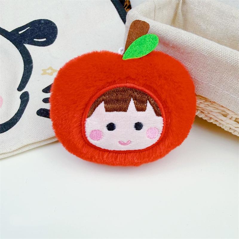 Cute Cartoon Squeak Plush Apple Doll Keychain Kawaii Doll Pendant Fun Backpack Decoration Pendant Small Accessories Gifts