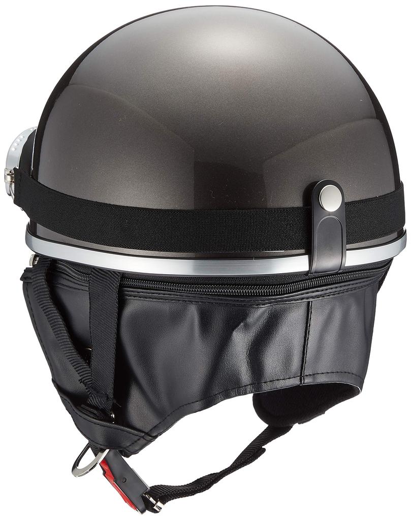Bike Parts Center Half Helmet with Goggles, Gunmetal, One Size Fits Most (Head Circumference 57cm-59cm) 7409