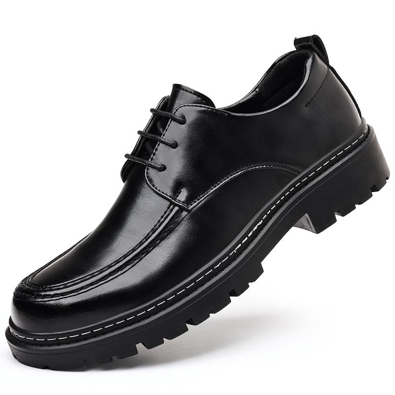 Fashion Business Thick Soled Men's Leather Shoes Retro Casual Style Office High Quality Adult Formal Shoes Black Brown Lace-up New