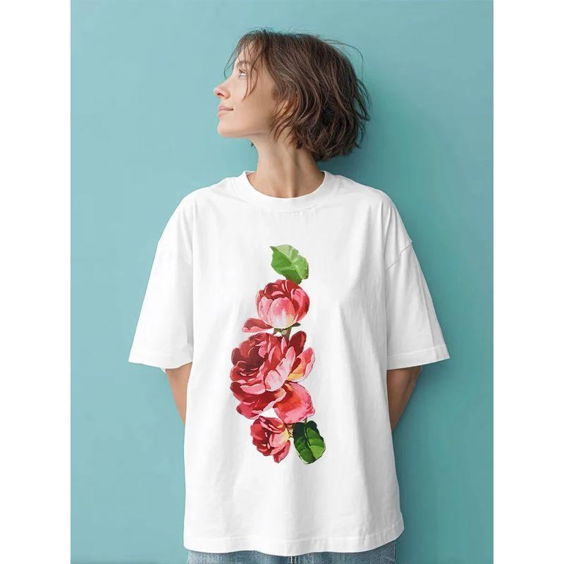 Western Style Fashion Casual Loose Print Short Sleeve T-shirt Top Printed Cotton T-shirt Top