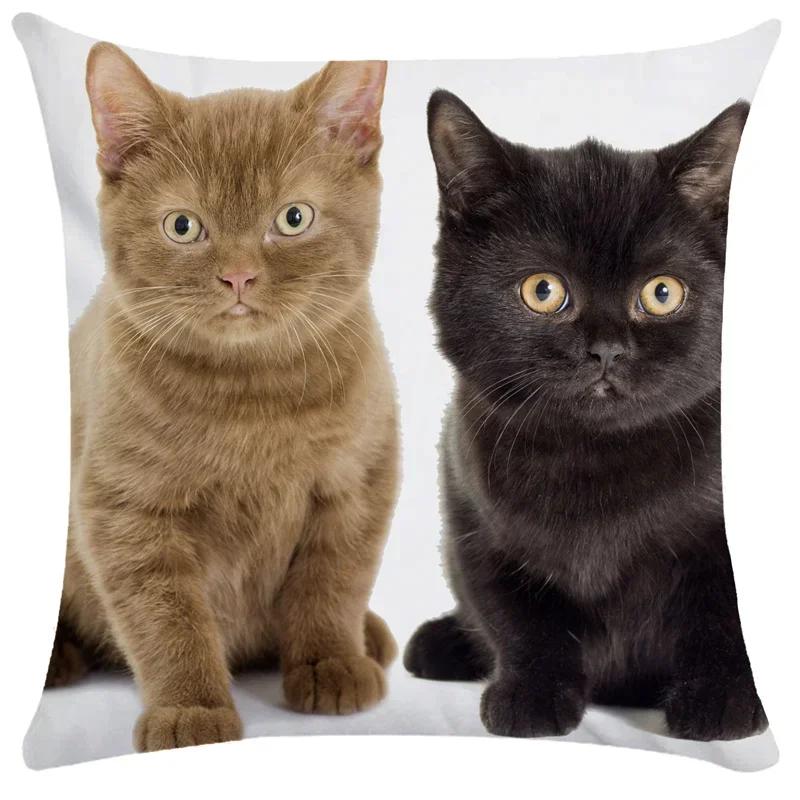 Pillowcase Cute Pet Cat Sleeping Bubble Black Kids Gift Cushion Cover Sofa Living Room Home Decor Custom