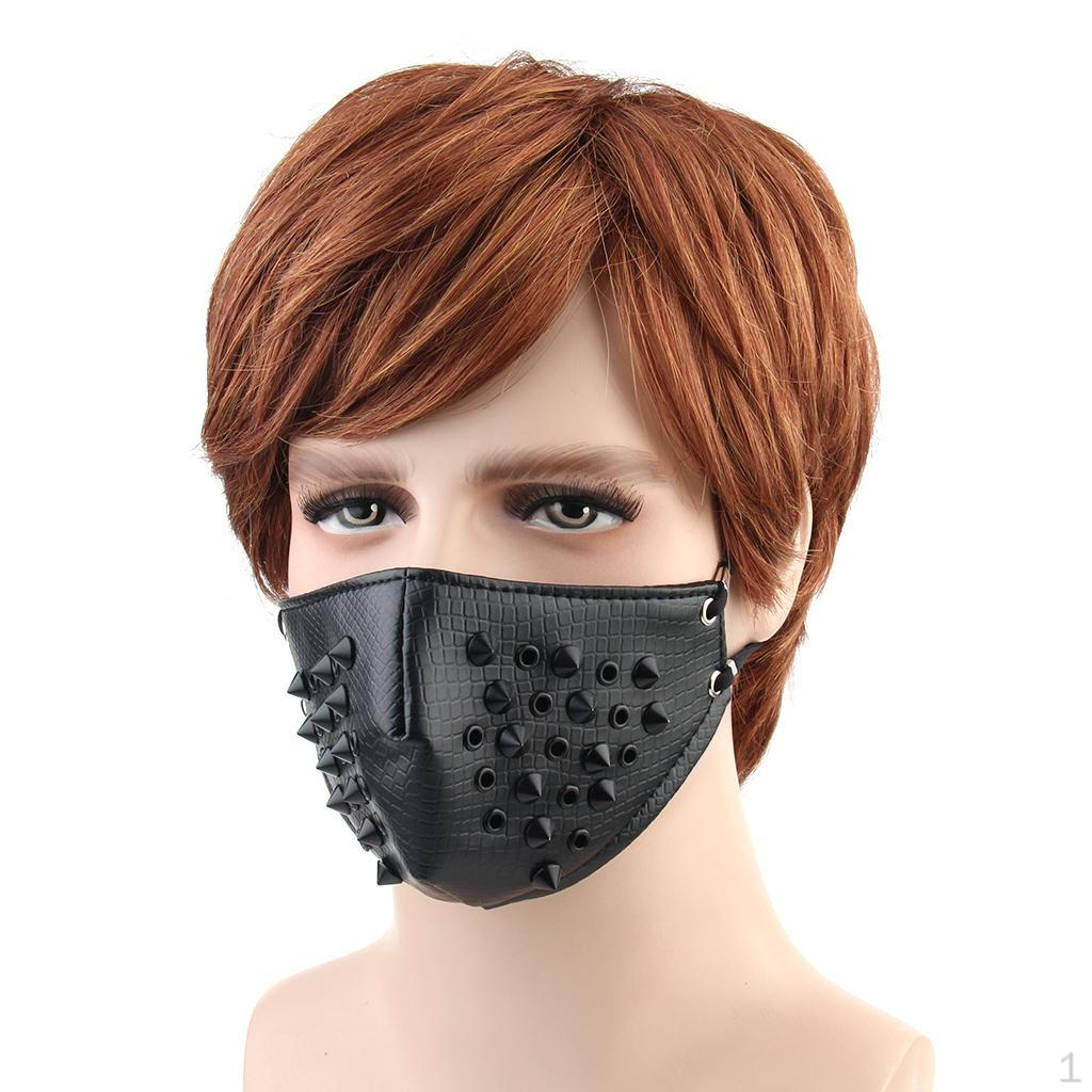 

Сценический реквизит для Хэллоуина Маска для выступления в стиле хип-хоп с заклепками из искусственной кожи черного цвета