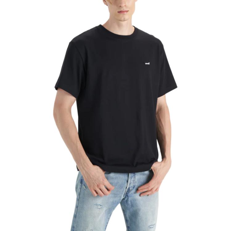 Levis Plain Minimalist Crew Neck Short Sleeve T-Shirt Men Tops Black 001AN-0001