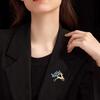 Women Brooch Small Deer Design Stable Pin with Rhinestone Inlay Dazzling Sweater Suit Coat Dress Badge Outfit Accessory
