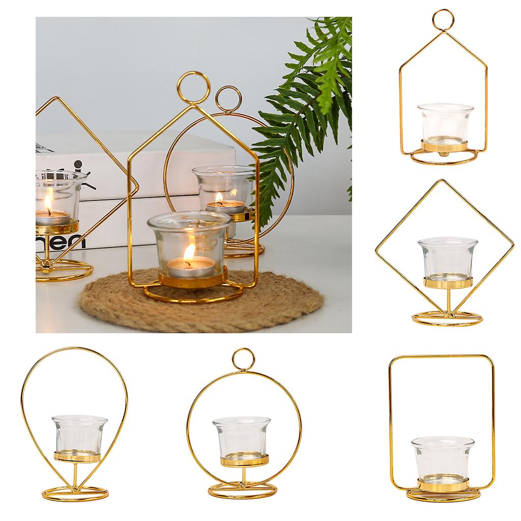 Holder Wrought Hollow Candlestick Iron Lantern for Party Home Table Decoration