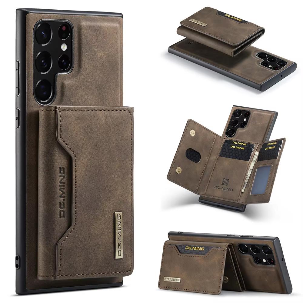 Detachable Leather Magnetic Card Pocket Phone Case for S22 S23 S24 Plus Ultra, Luxury Wallet Case for Samsung S22 Ultra