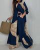 European and American Women's Clothing Spring New Fashion Casual Color Matching Loose Shirt Top Trousers Two-piece Set