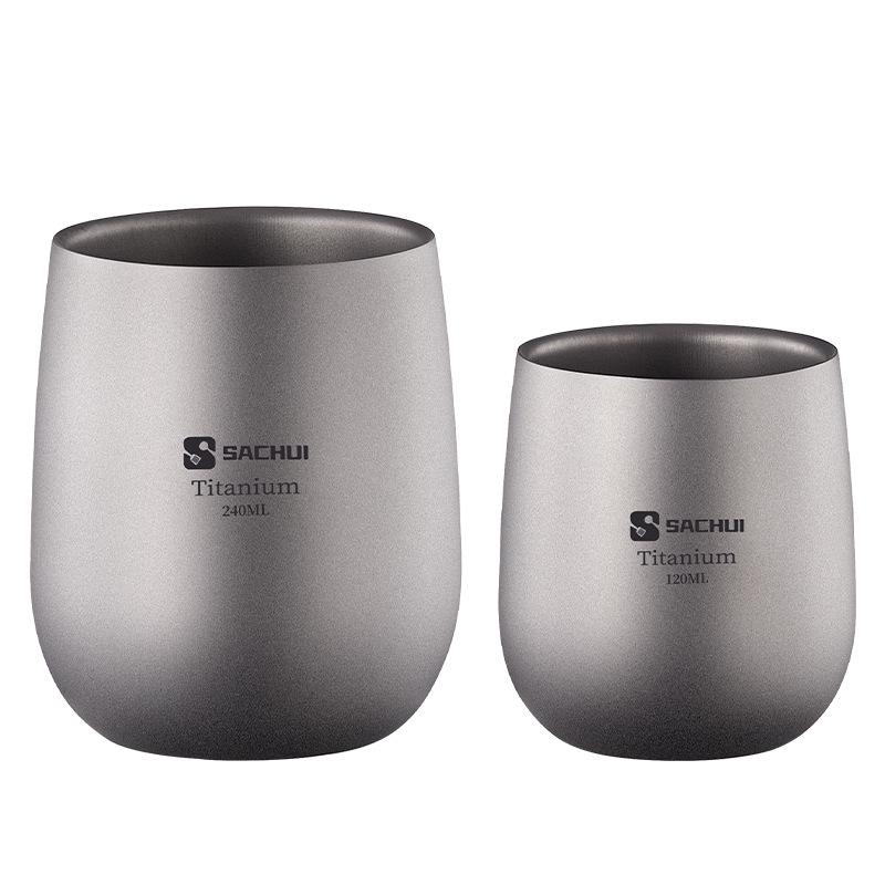 Ultralight Double-Layer Titanium Cup for Camping and Office