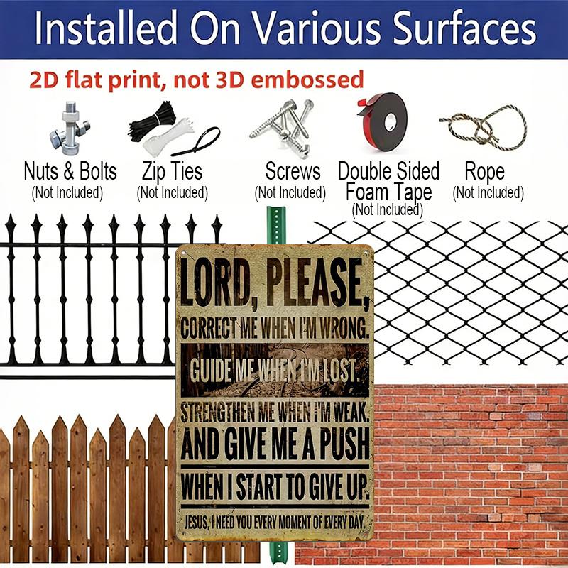 2D Flat 1pc Vintage Aluminum Decorative Plaque 'Lord, Please' – Indoor and Outdoor Wall Hanging Inspirational Sign, Multi-Purpose Religious Theme