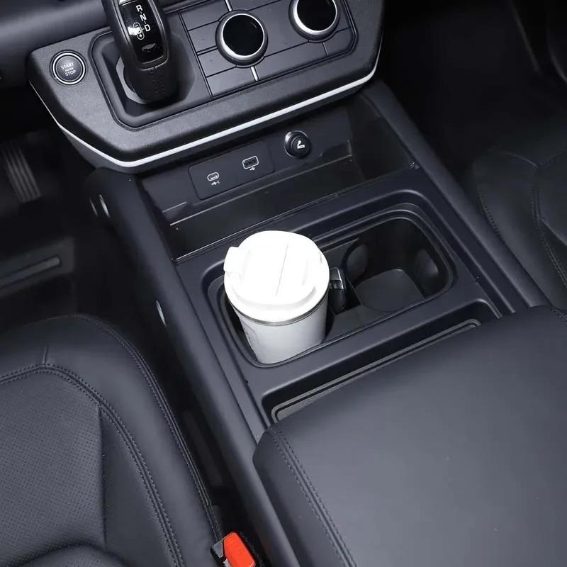 För Land Rover Defender 90 110 130 -2024 TPE Svart Bil Central Mugghållare Skyddande Kåpa Interiört Biltillbehör
