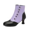 Womens Short Ankle Boots Rivet Color Block Chunky Heel Side Zip Fashion Fall Winter