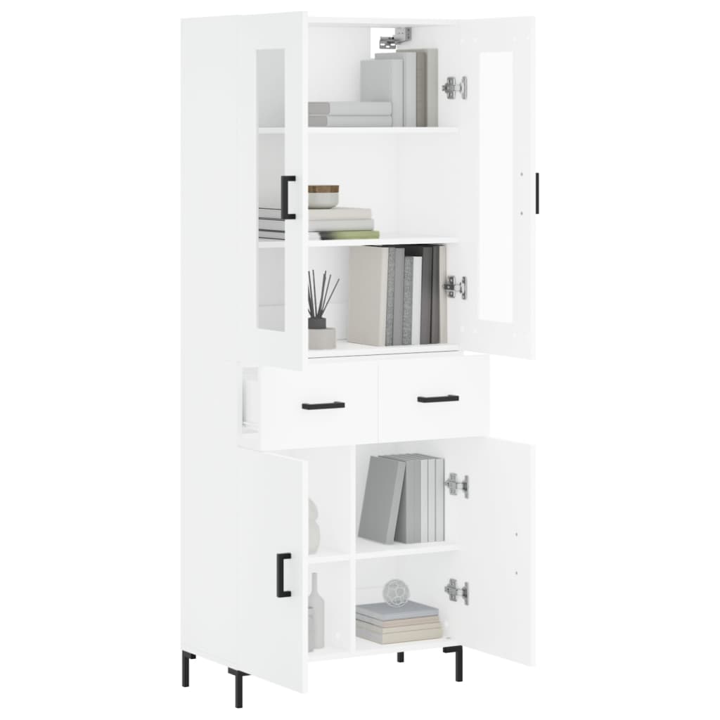 Vidaxl Display Cabinet, White, 69.5X34X180 Cm, Wood-Based Material