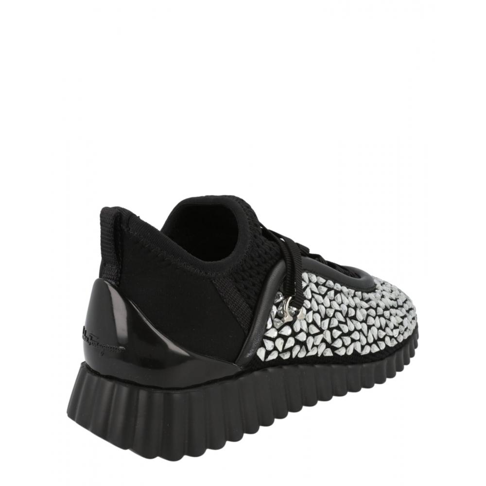 Salvatore Ferragamo Crystal Embellished Sneakers Black
