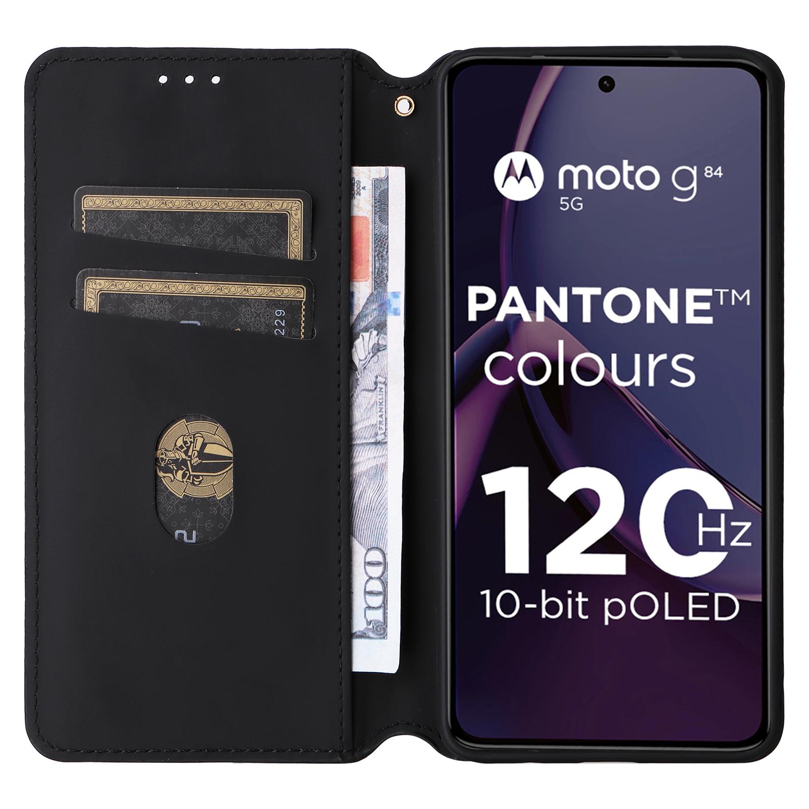 

For Motorola Moto G84 5G Case Leather Wallet Magnetic Closing Phone Cover Brown