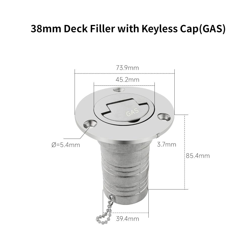 Stainless Steel 316 Deck Filler GAS DIESEL FUEL WASTE WATER 38mm 50mm Mirror Polish Marine Boat Hardware Deck Filler Cap