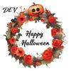 Kreative Herbst-Geschenkideen Halloween-Kranz Wandaufkleber, Glückliche Girlande Aufkleber, Retro-Kürbis Wetterfeste Glasornamente & Rose Wasserdicht