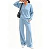 Women's Loose Fit Long Sleeve Top and Wide Leg Pants 2-Piece Tracksuit for Casual Workout