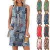 Women's Loose-Fit Casual Printed Split-Hem Sleeveless A-Line Dress