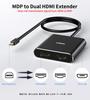 Mini DisplayPort auf Dual HDMI MDP auf 2 HDMI Splitter Erweiterungsausgang Erweiterungsmodus Spiegelmodus Kompatibel mit 4K@60Hz 1.2 2-Bildschirm Laptops, PCs,
