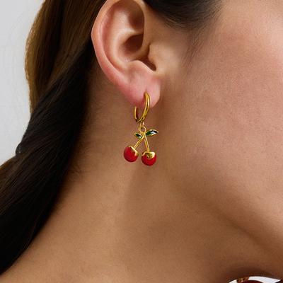 European and American Stainless Steel Drip Cherry Earrings Earrings Do Not Fade Titanium Steel