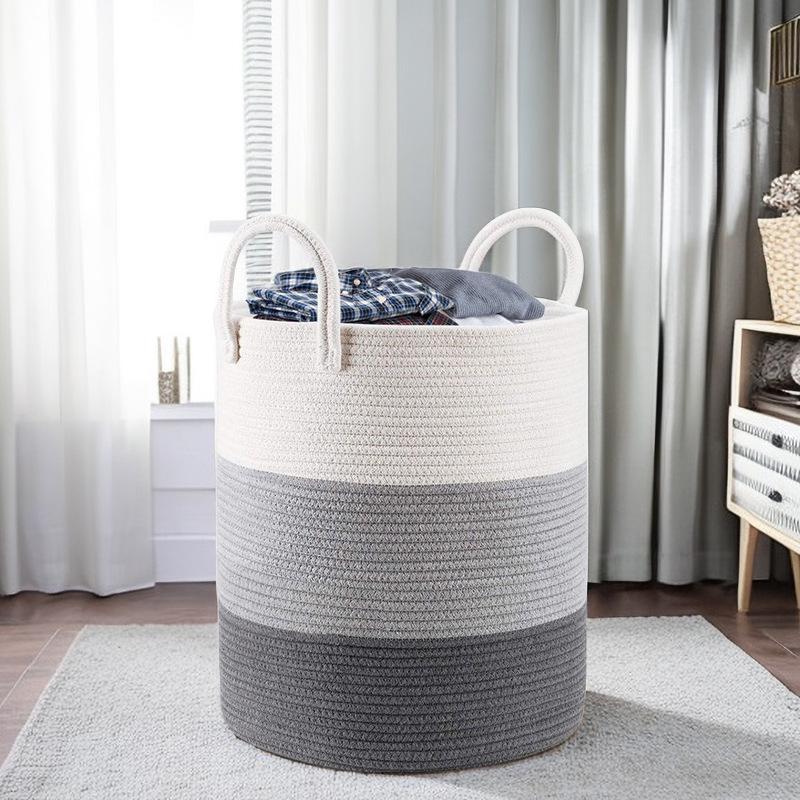 Korb aus gewebtem Baumwollseil im nordischen Stil für Wäsche, Spielzeug und Aufbewahrung