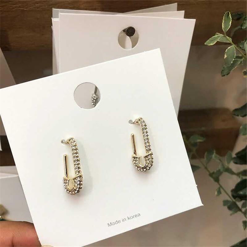 S925 Silver Needle Paperclip Earrings: Simple, Elegant, Full Diamond Design – Trendy French Style for Women