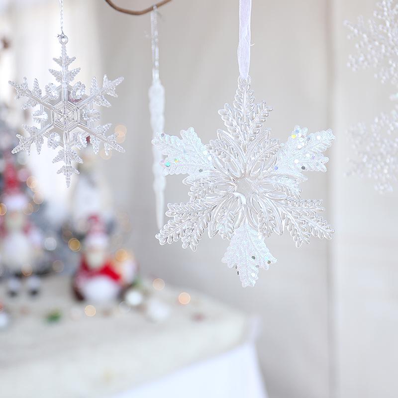 Ornament de Crăciun Fulg de Nea: Gheață Acrilică pentru Decor de Sărbători sau Instalație de Nuntă, Alb Transparent