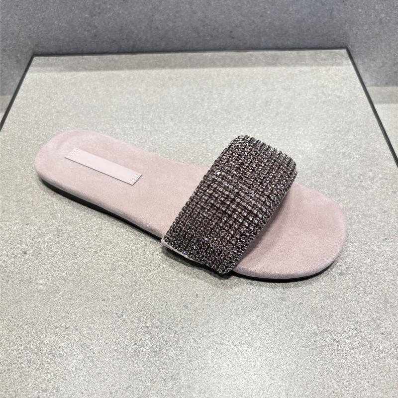 Rhinestone Slippers Women's Outer Wear Summer New One-word with Sandals Soft Sole Non-slip Versatile Fairy Wind Flats