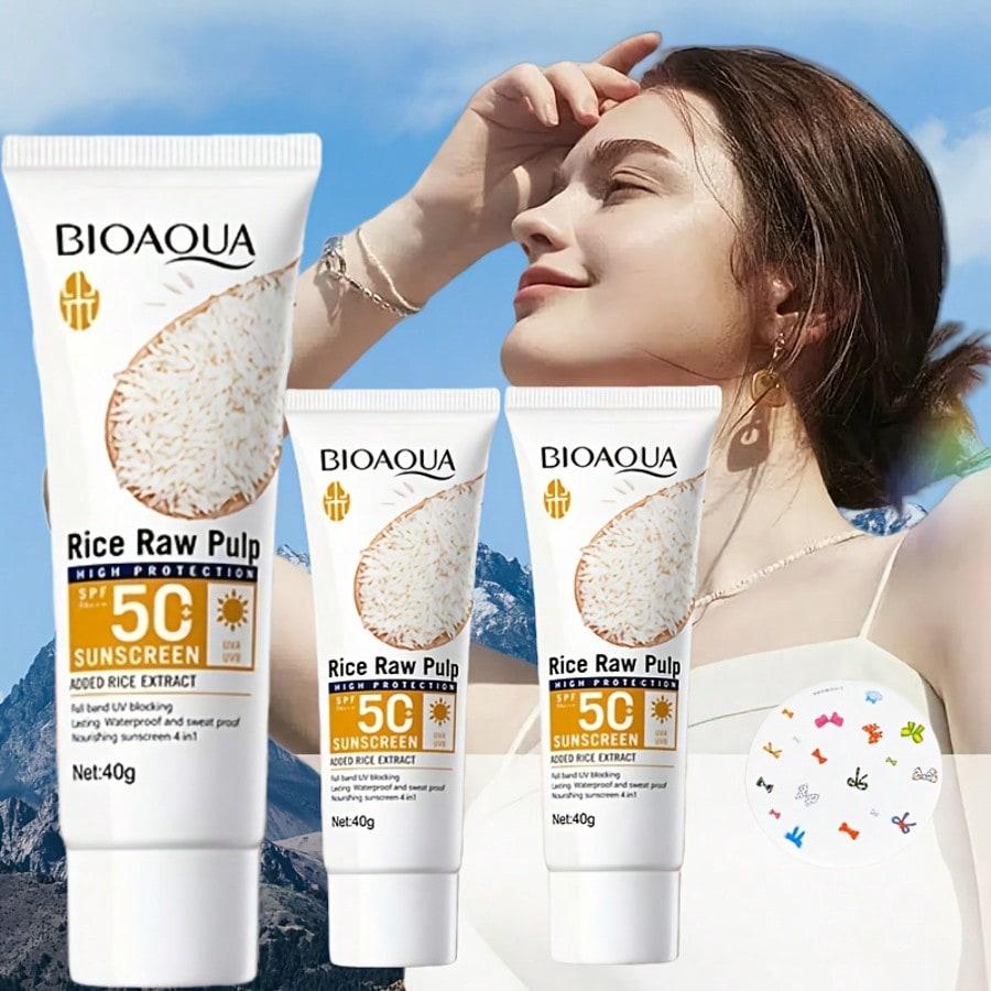 1PC Rice Puree Sunscreen, UV-Protective Sunscreen,Refreshing And Non-Greasy,Waterproof And Sweat-Pro