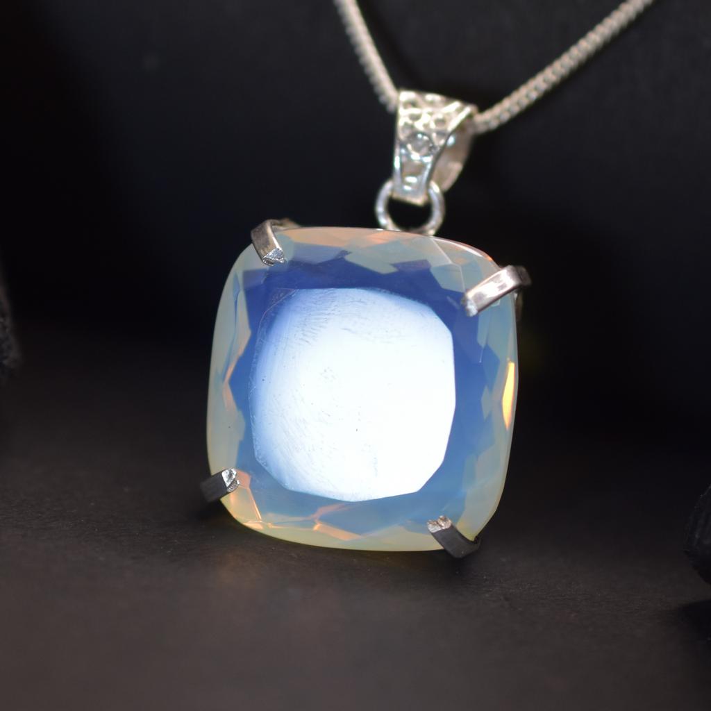 Oxidierter 925er Sterlingsilber Anhänger Opal Natur Kissen 95,20 Edelsteine Zertifiziert my-400-k