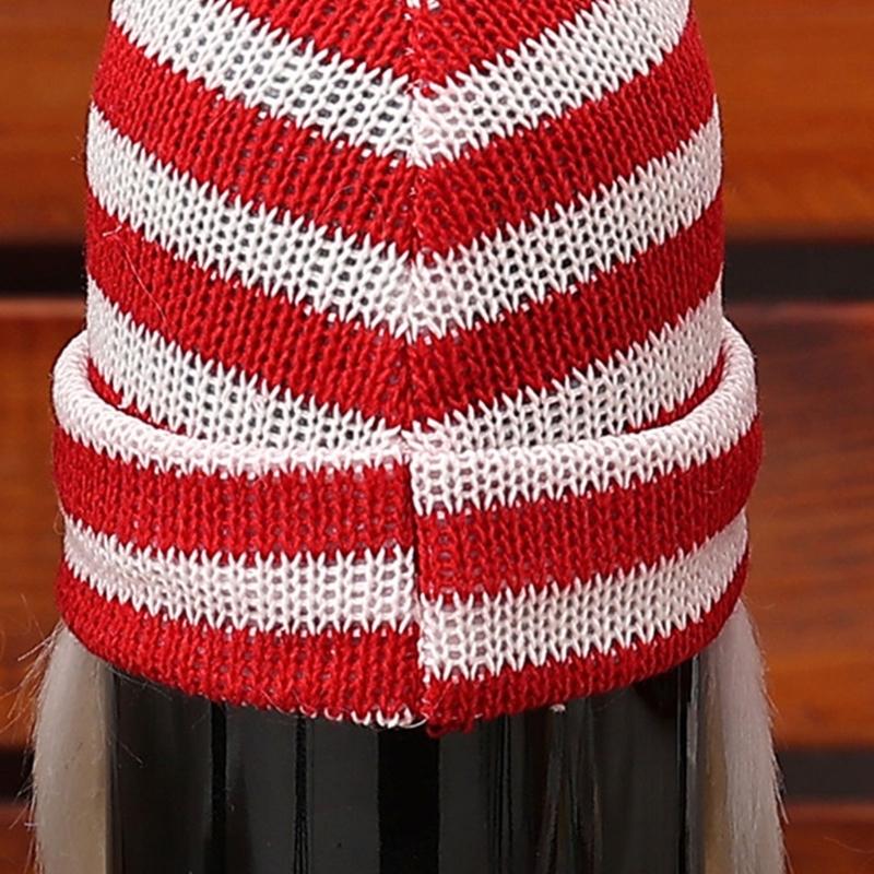 Santa Face Knitted Bottle Toppers Holiday Homes Decors For Christmas Dining Table Centerpieces And Kids Friendly