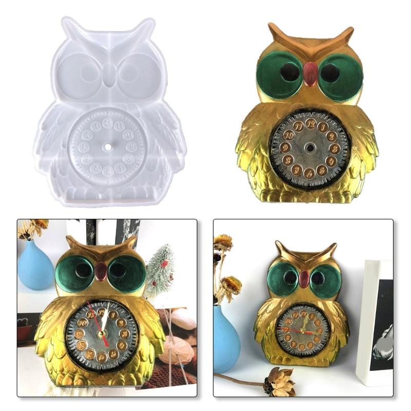 Clock Resin Molds Arabic Numerals Silicone Mould 3D Owl Clocks Casting Epoxy Resin Mold Handmade DIY Jewelry Making