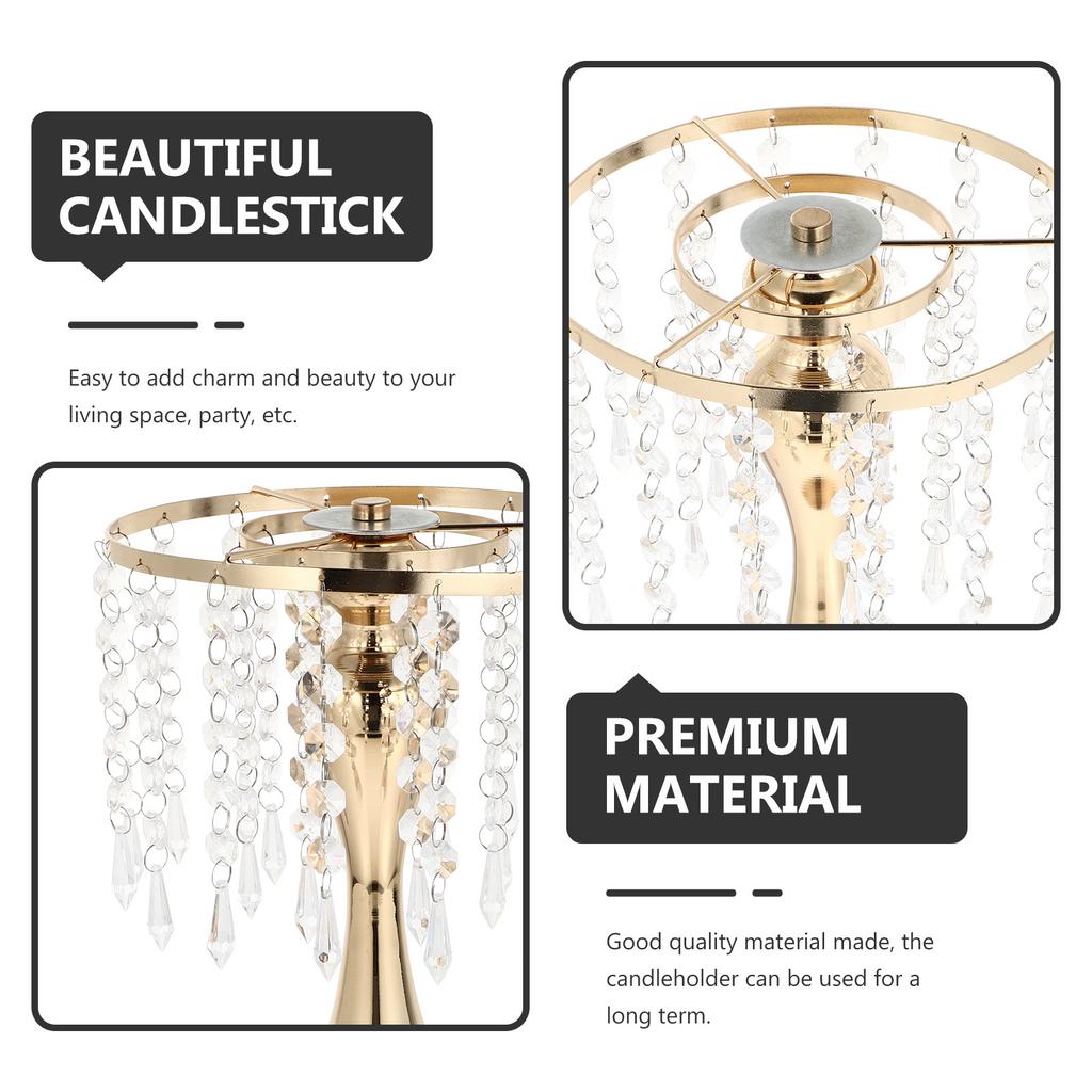 1Pcs Stylish Wedding Candleholder Crystal Curtain Design Exquisite Stand for Party Decor Flower Rack Supply Garden