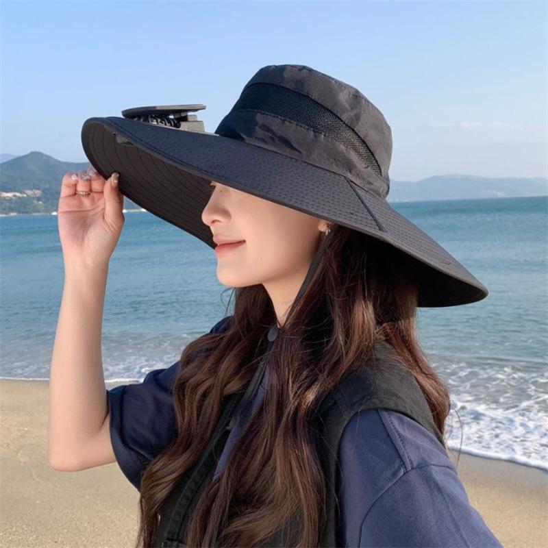 Big Edge Outdoor Hat Fan Sun Hat Summer Men's Travel Breathable bucket hat Sun protection Beach hat Fishing hat