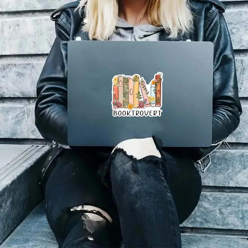 Booktrovert Sticker, Book Worm,Water Bottle Sticker, Book Lover Gift, Cute, Introvert Stickers Durable for Laptop, Car, Luggage, Skateboard